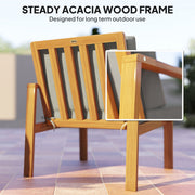 4 Piece Wooden Garden Furniture Set with Soft Cushions in Teak Finish by Outsunny
