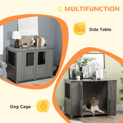 Indoor Wooden Dog Crate Table with Magnetic Door for Medium and Large Dogs Grey