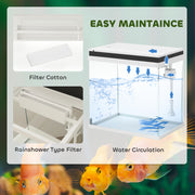 26L Glass Fish Tank with Filter System LED Lights and Water Pump White by PawHut AOSOM