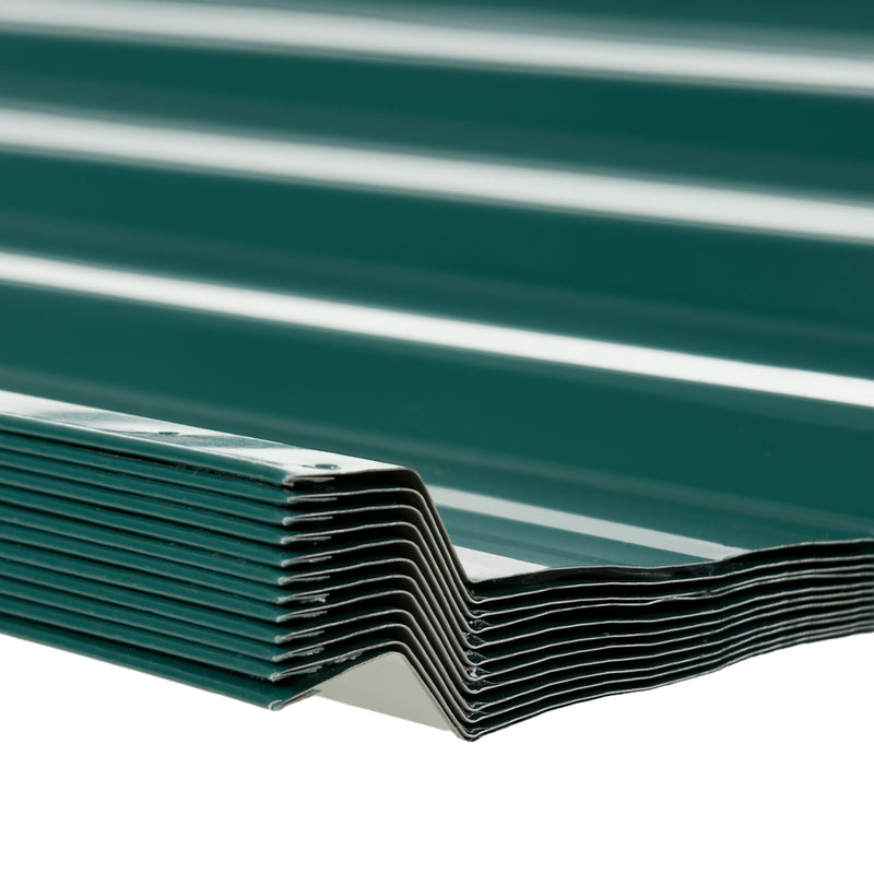 Green Galvanised Metal Roofing Sheets Pack of 24 for Greenhouse Shed Garage 129 x 45cm by Outsunny