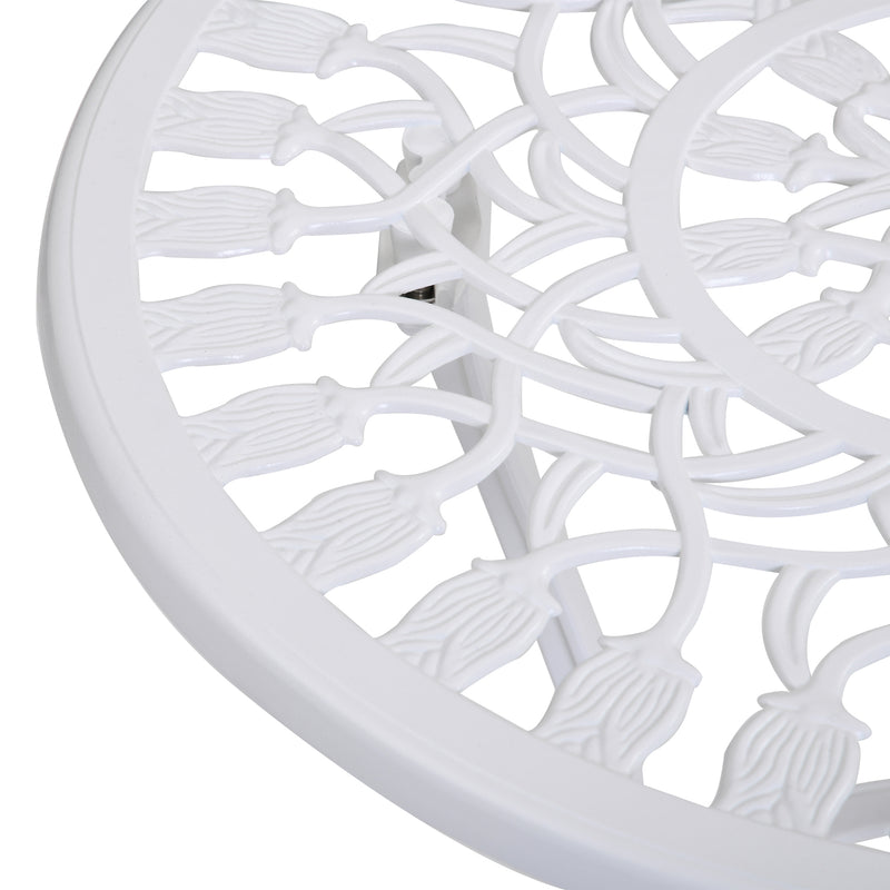 3 Piece White Aluminium Bistro Set with Table and Chairs for Garden or Balcony by Outsunny