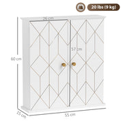 White Wall Mounted Bathroom Cabinet With Adjustable Shelf and Double Doors by HOMCOM