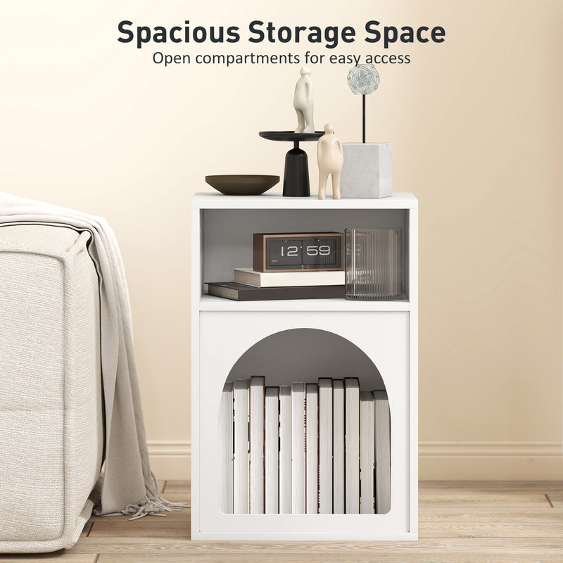Bedside Table with Open Storage for Small Bedrooms Slim Space Saving Design White Homcom
