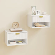 Floating Bedside Tables Set of 2 with Drawer and Shelf for Tidy Bedroom Storage White AOSOM
