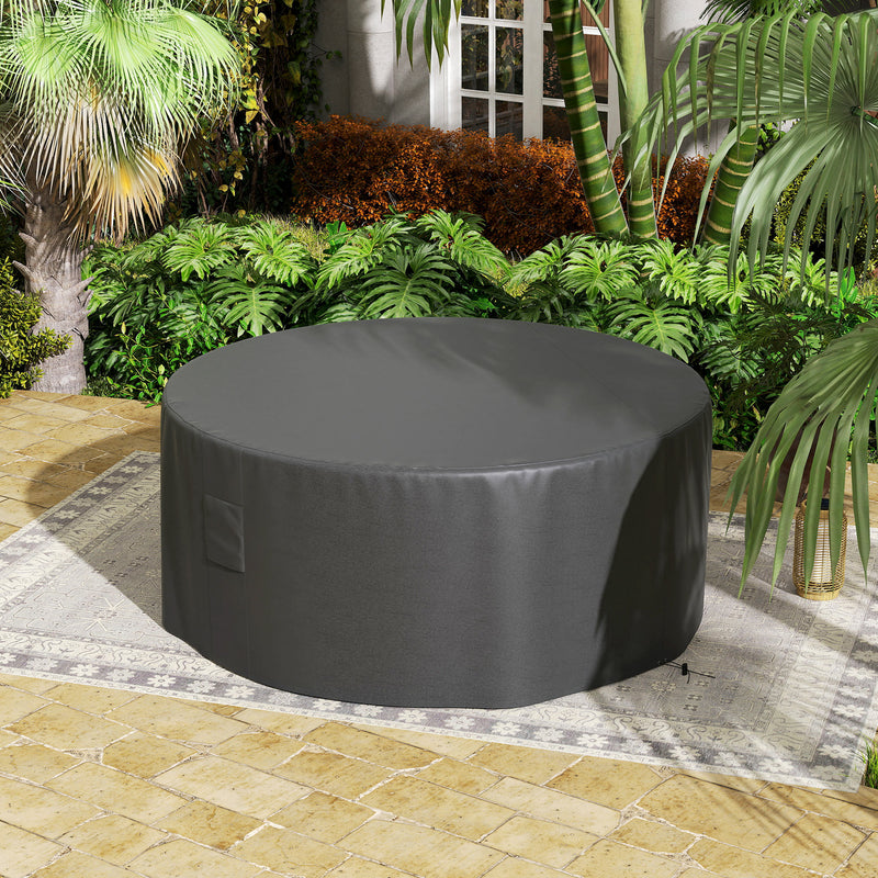 Black Waterproof Round Garden Furniture Cover 600D Oxford 193 x 80 cm by Outsunny