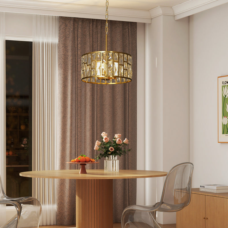 72 Drop Crystal Glass Chandelier Ceiling Light for Dining Room or Hallway, Gold-Tone