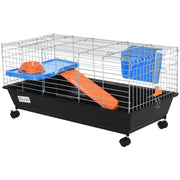 2 Tier Steel Hutch for Small Guinea Pigs with Accessories Ideal for Indoors, Blue and Orange