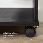 Black Open Wardrobe on Wheels with Hanging Rail and Shelves for Bedroom or Hallway Use