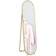 Full Length Two Way Curved Mirror Freestanding for Bedroom or Hallway, Gold Tone