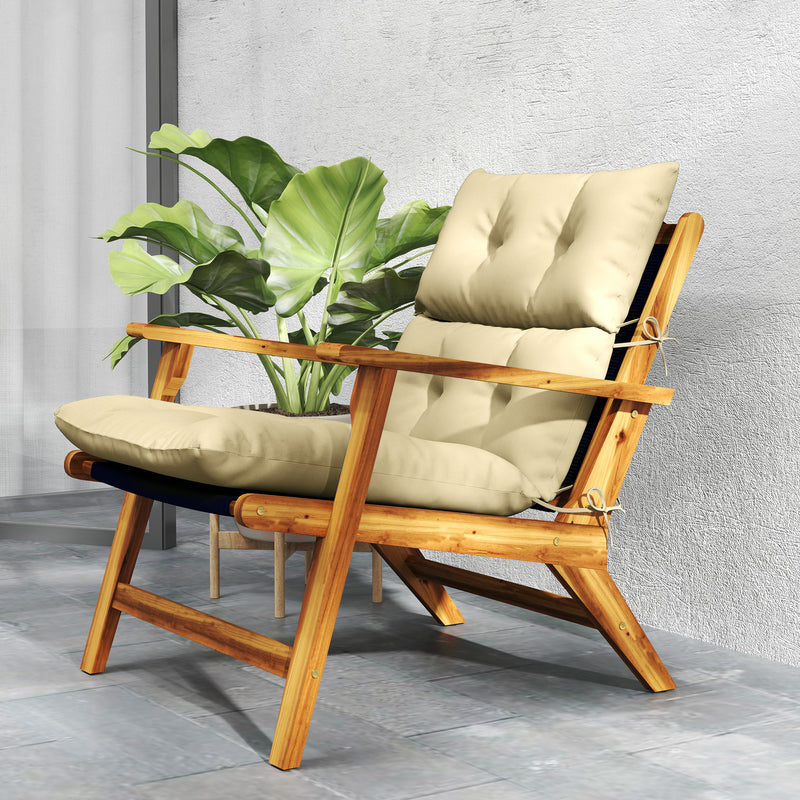 Beige Padded Outdoor Seat Cushion 115 x 56cm for Garden or Patio by Outsunny