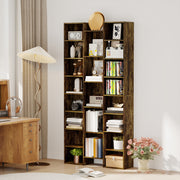Tall Wooden 21 Cube Bookcase With Open Storage Shelves For Home Office Brown AOSOM