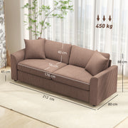 3 Seater Sofa with Spring Cushions and Scatter Pillows Ideal for Living Room Comfort, Coffee