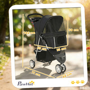 Dog Pram for Small Pets Up to 10 kg with Foldable Frame and Storage Basket Black AOSOM