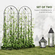 Set of 2 Metal Garden Trellis Panels for Climbing Plants and Flowers 150 x 50cm by Outsunny
