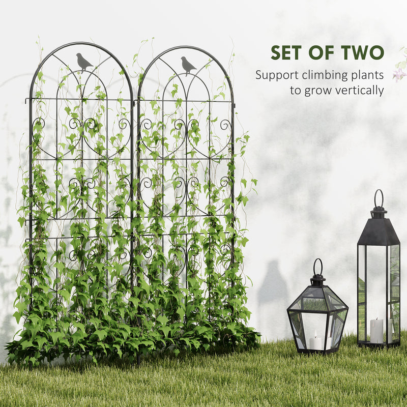 Set of 2 Metal Garden Trellis Panels for Climbing Plants and Flowers 150 x 50cm by Outsunny