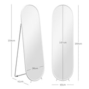 Full Length Two Way Curved Mirror for Bedroom or Dressing Room Freestanding, White