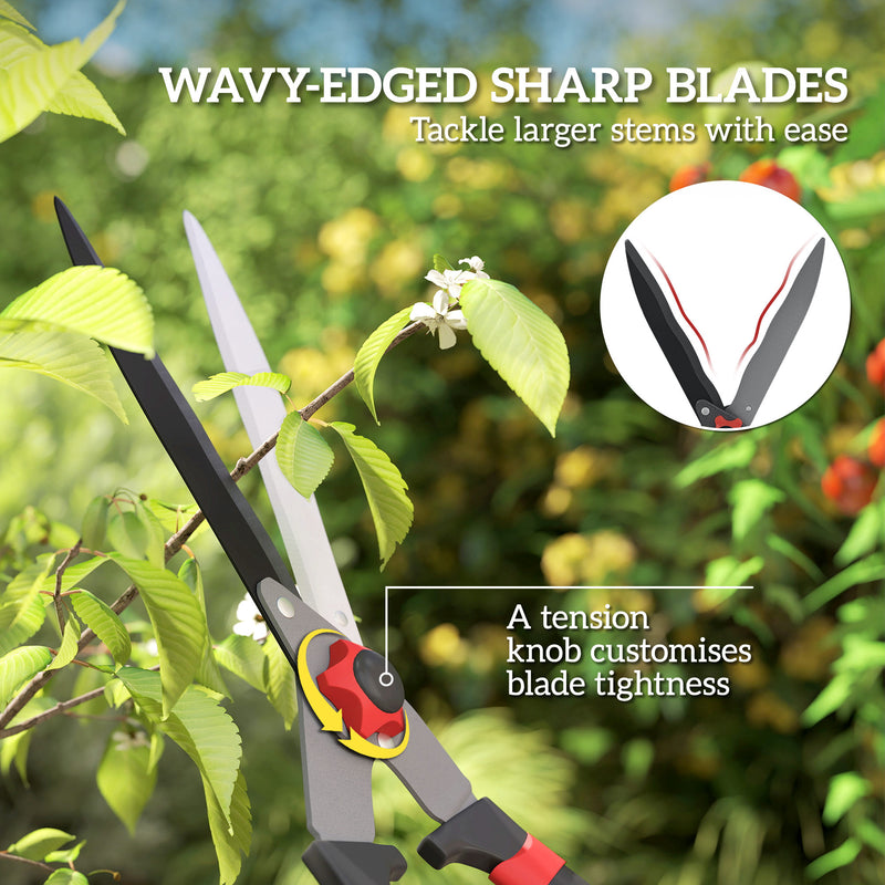 Heavy Duty Garden Hedge Shears 63cm with Sharp Blades and Comfort Grip for Easy Trimming