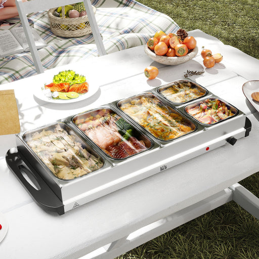 Electric Buffet Warmer with 5 Trays and Adjustable Heat Ideal for Parties and Events