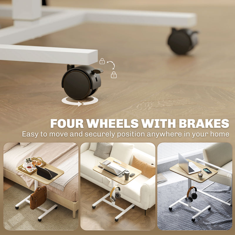 White Wood Effect Adjustable Sit to Stand Desk 75-115cm by HOMCOM