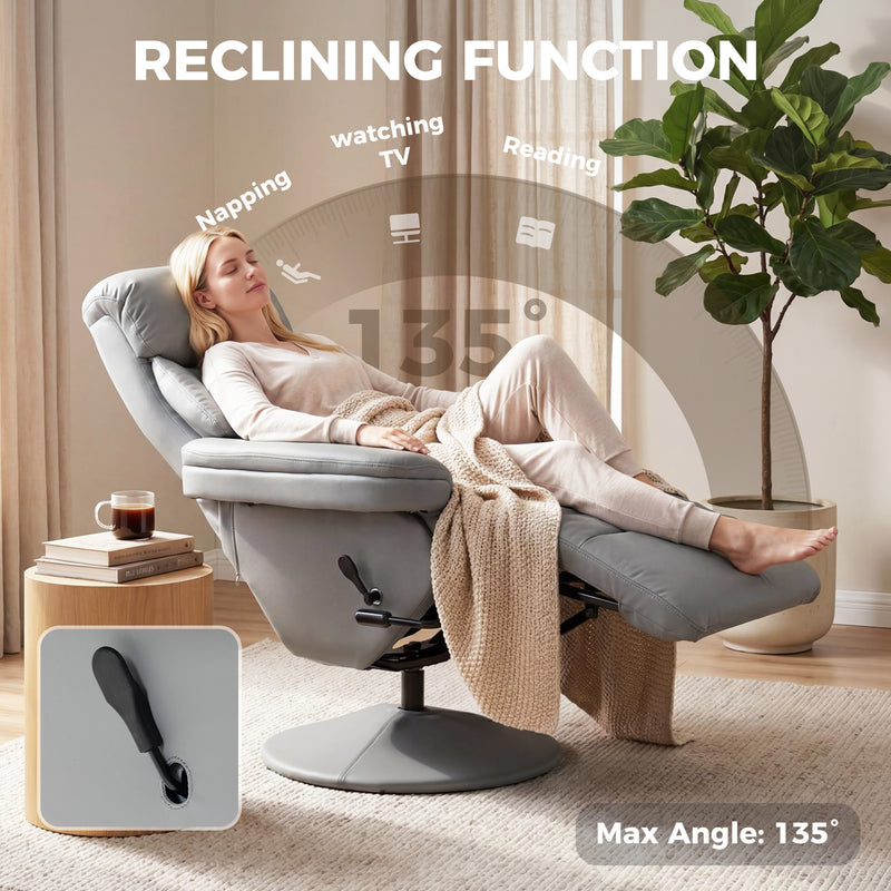 Recliner Chair with Swivel Base and Easy Clean Waterproof Upholstery for Living Room