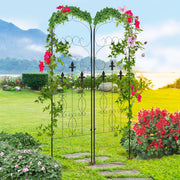 Set of 2 Metal Garden Trellises Scroll Design Supports Climbing Plants and Outdoor Vines