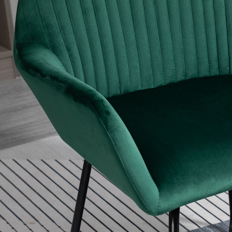 Velvet Accent Chair With Plisse Backrest for Living Room or Bedroom, Green
