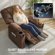 Electric Recliner Armchair With Heat Vibration USB and Cup Holders For Home Use Brown AOSOM