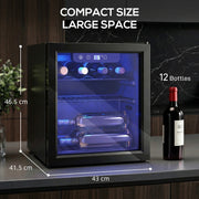 Wine Cooler for 12 Bottles with Double Glass Door and Quiet Operation Black Homcom