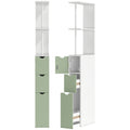 Bathroom Floor Cabinet for Small Spaces with Shelves and Drawers White Light Green