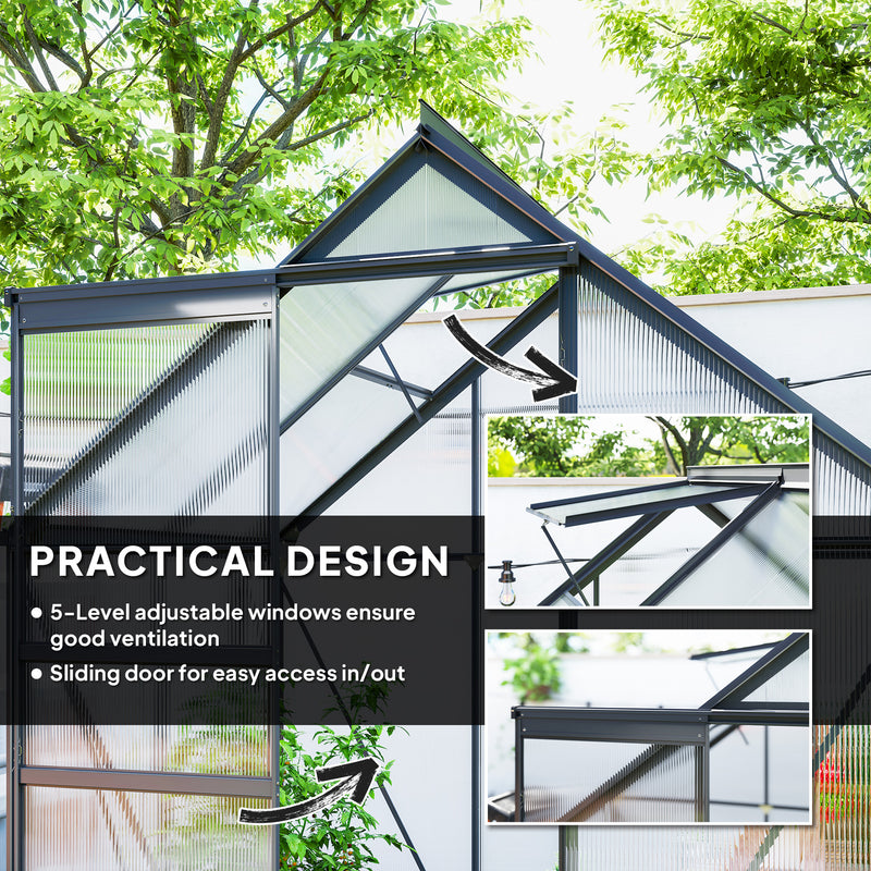 Walk-In Polycarbonate Greenhouse 192 x 131cm Weather Resistant Garden Grow House by Outsunny