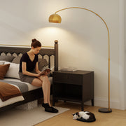 Gold Arc Floor Lamp with Black Bell Shade and Marble Base for Living Room by HOMCOM