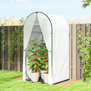 Portable Mini Greenhouse With Roll Up Door Ideal For Small Gardens And Patios White AOSOM