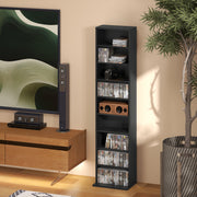 Black Narrow CD Storage Tower Cabinet for Small Spaces 260 Disc Capacity