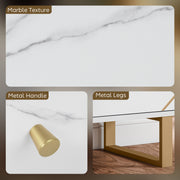 Modern Sideboard Storage Cabinet with Adjustable Shelves for Home Organisation, White Marble Tone