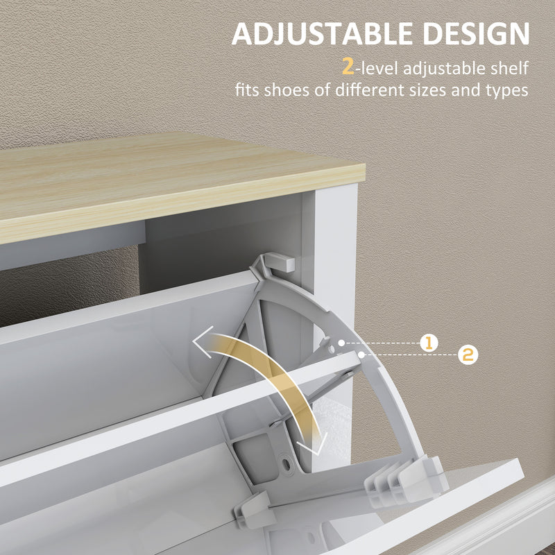 Shoe Cabinet for Hallway Storage Holds 16 Pairs Slim Design for Small Spaces White AOSOM