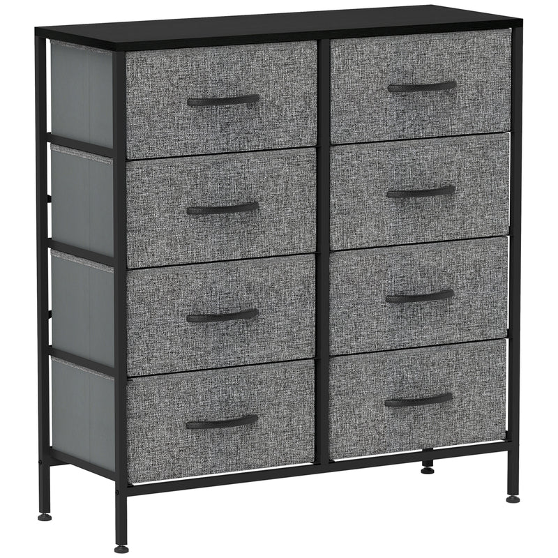 Black Fabric Chest of 8 Drawers with Wooden Top for Bedroom by HOMCOM