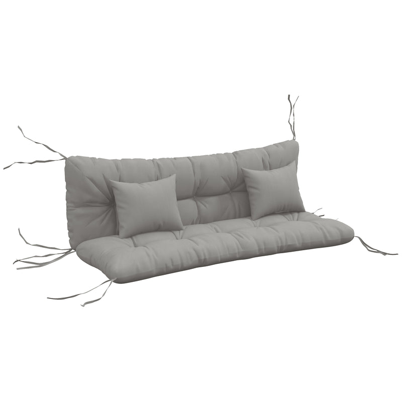 Light Grey Garden Chair Cushion Set with Ties and Pillows (Cushions Only)
