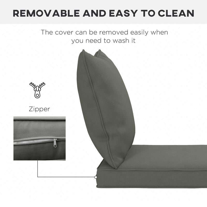 Charcoal Grey Seat and Back Cushion Set for Garden Chairs with Thick Padded Support