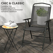 Folding Mosaic Garden Table for Drinks and Plants Space Saving Outdoor Use Yellow Orange Outsunny