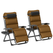 Set of Two Brown Reclining Sun Loungers with Cushions for Garden and Patio by Outsunny