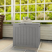 93L Waterproof Plastic Garden Storage Box With Carry Handles For Outdoor Use Khaki