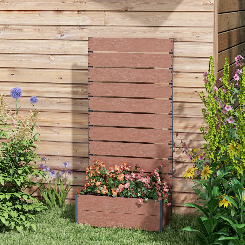 Brown Wood Garden Planter Box With Trellis Back Ideal For Climbing Plants and Vines