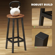 Set of 2 Industrial Bar Stools with Footrest Ideal for Breakfast Bar Seating Rustic Brown