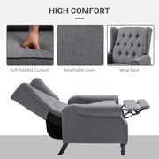 Wingback Recliner Armchair with Footrest and Tufted Back for Living Room Comfort Grey