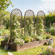 Garden Arch Set for Climbing Plants Hand Woven Wicker Slim Design Natural Wood Finish Outsunny