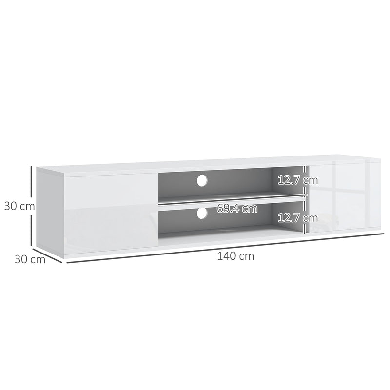 Wall Mounted TV Unit with Storage Shelves and Cable Management for TVs up to 60 Inch White