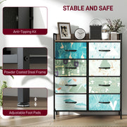 8 Drawer Chest of Drawers with Spacious Storage for Bedroom or Living Room Blue