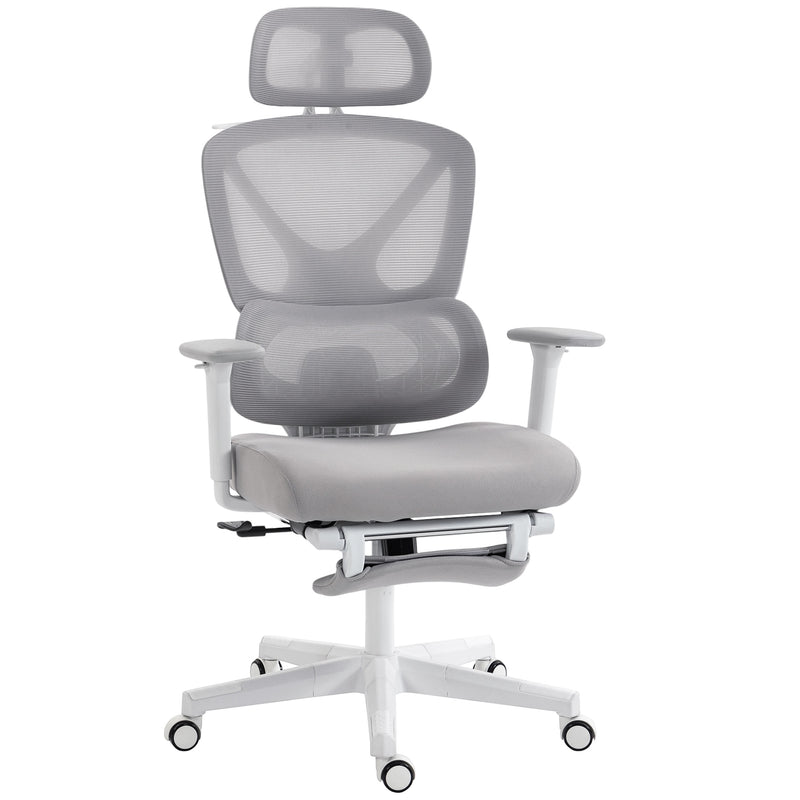 Ergonomic Office Chair with Adjustable Support and Mesh Back for Home Working Grey Homcom