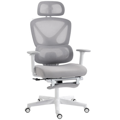 Ergonomic Office Chair with Adjustable Support and Mesh Back for Home Working Grey Homcom