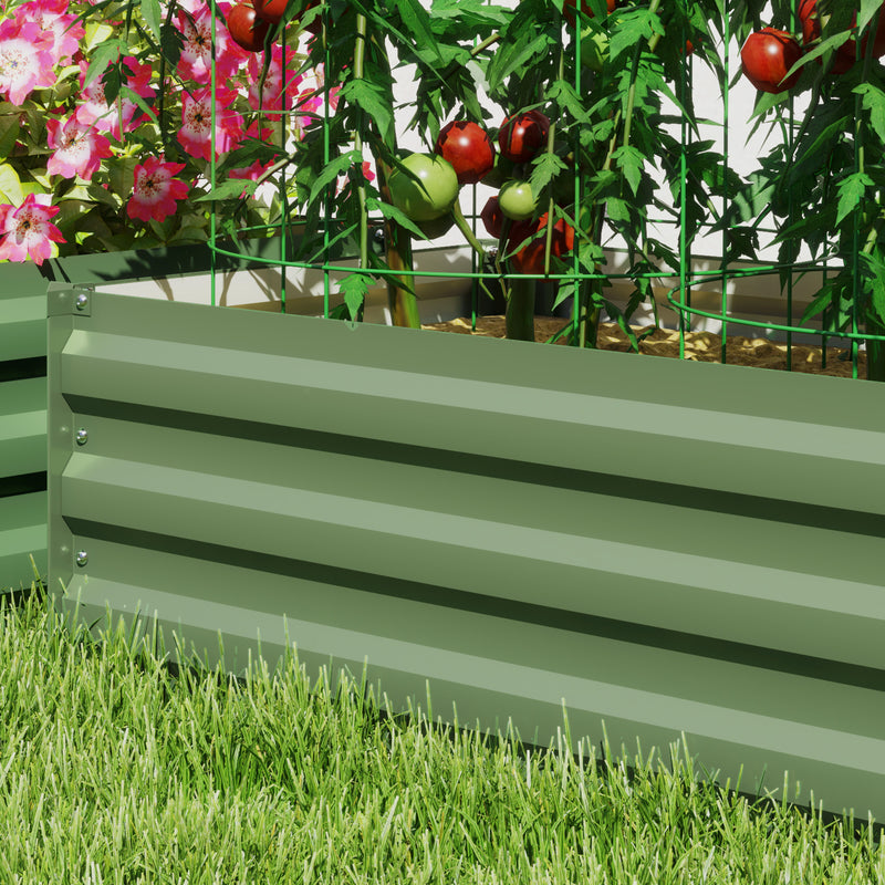 Set of Two Green Galvanised Steel Garden Planters 60 x 100cm by Outsunny